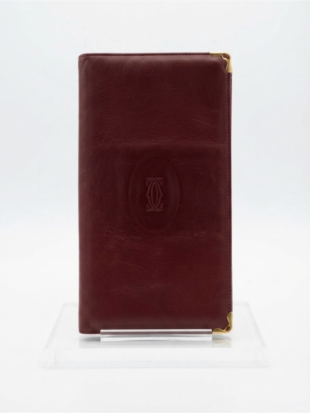 Vintage Cartier Paris Burgundy Leather Long Wallet Clutch